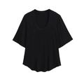 Dames zwart casual T-shirt met ronde hals, losse pasvorm en een ronde zoom - S / Zwart