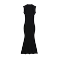 Elegant slim fit sleeveless black maxi dress with square neckline in a minimalist style - S / Black