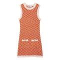 Strukturirtes Strick-Minikleid für Damen mit orangefarbenem Wellenmuster und Goldknöpfen - S / Orangerot