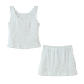 Completo chic due pezzi bianco con paillettes composto da top e minigonna brillante - S / Bianco