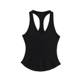 Slim fit black ribbed racerback tank top with a stylish deep V-neck design - S / Black