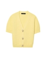 Détails du tissage gaufré jaune et des boutons décoratifs en forme d'étoile de mer - S / Jaune