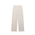 Damesbroek met hoge taille en wijde pijpen van linnenmix in crème beige voor 2025 - XS / Palazzobroek