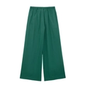 Deep green wide-leg trousers with elastic waistband and high-quality textured fabric - XS / Bottoms / Green