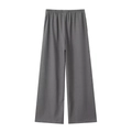 Women minimalist dark grey side-tie wide-leg casual pants with elastic waist - XS / Bottoms / Gray