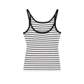 Canotta in maglia a righe bianche e nere minimalista con trama a costine e vestibilità slim - S / A righe