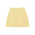 Pale yellow knitted A-line mini skirt with elastic waist and fine texture - S / Yellow Skirt