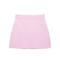 Chic high-waisted pink mini skirt in smooth knit fabric for women's spring outfits - XS / Pink Skirt