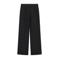 Détail d'un pantalon large noir avec plis sur le devant et passants de ceinture ajustés - S / Bottoms / Noir