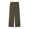 Pantalon large vert olive foncé avec passants de ceinture en tissu de costume lisse - S / Bottoms / Vert