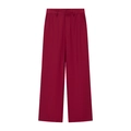 Détail à plat d'un pantalon large bordeaux avec poches latérales et taille épurée - S / Bottoms / Rouge