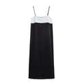 Elegantes Satin-Trägerkleid im Schwarz-Weiß-Kontrast mit minimalistischen Trägern - XS / Bedruckt