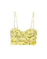 Korte bloemen camisole top in geel linnenmix met fijne spaghettibandjes - XS / Gele Bloemen Spaghetti Strap Top