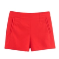 Pantaloncini casual rossi a vita alta da donna in tessuto liscio da completo - S / Rosso