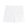 Pantaloncini casual bianchi a vita alta da donna in tessuto liscio con zip laterale invisibile - S / Bianco