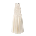 Elegantes ärmelloses Maxikleid in Off-White mit floralen Falten und Stufenrock-Design - XS / Gebrochenes Weiß