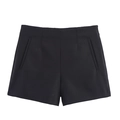 Pantaloncini casual da donna a vita alta in tessuto nero con cerniera laterale - S / Nero