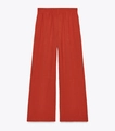 Deep orange-red wide-leg trousers for women with high-waisted elastic breathable fabric - Red Pants