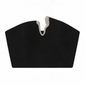 Détail du haut bustier noir avec bordure en sequins argentés et décolleté en V profond - S / Hauts / Noir