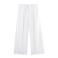 Pantaloni bianchi casual a gamba larga da donna con elastico in vita e coulisse - XS / Pantaloni Bianchi