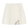 Mini-jupe ivoire à taille haute avec décoration en strass argentés sur l'ourlet - S / Bas / Blanc