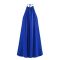 Elegante vestido midi azul Klein con cuello halter y pliegues en tejido con caída suave - XS / Azul Real