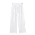 Pantalón blanco de cintura alta para mujer con pernera ancha y textura plisada - XS / Pantalones Blancos