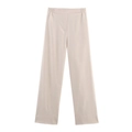 Damen-Leinenhose in Apricot mit weitem Bein und elastischem Detail am Taillenbund - XS / Beige Hose