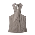 Linnenmix haltertop in grijsbruin met gekruiste V-hals en knoopsluiting voor dames mode - XS / Taupe Top