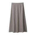 Taupe linnenmix A-lijn midi-rok met verticale decoratieve stiksels op witte achtergrond - XS / Taupe Rok
