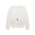 Elegante cárdigan de punto blanco para mujer con cuello en V y botón dorado decorativo - S / Blanco