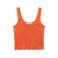 Top in maglia senza maniche con paillettes arancioni scintillanti da donna slim fit - S / Canotta Rosso Arancio