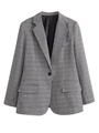 Classic black and white houndstooth blazer with single button and flap pockets - S / Black and White Houndstooth