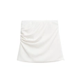 Summer white pleated A-line mini skirt with ruched side details and hidden zipper - S / White