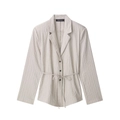 Blazer beige de style français avec taille à cordon et boutons à simple boutonnage - XS / Blazers