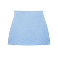 Minifalda de punto azul cielo con cintura alta elástica y textura acanalada en línea A - S / Falda corta