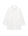 Elegant white shirt with 3/4 sleeves and textured embossed fabric for a modern chic look - S / Tops