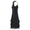 Ärmelloses Maxikleid mit Punkten, Neckholder, Rüschensaum und passendem Halstuch - S / Schwarz