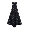 Elegant black and white polka dot halter neck maxi dress with a flowing silhouette - XS / Black