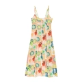 Mittellanges Kleid im italienischen Stil mit Zitronenprint und dekorativer Knopfleiste - XS / Hellgrün