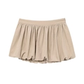 Modischer khakifarbener Mini-Ballonrock mit Faltenbund und voluminösem Saumdesign - S / Khaki