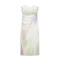 Robe midi bustier moulante avec imprimé dégradé artistique et maille froncée douce - Vert clair
