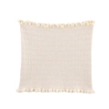 Chic cream white smocked knit bandeau top featuring ruffled edges and elastic texture - S / Apricot Tube Top