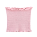 Pink knit smocked strapless crop top with ruffled edges for women in early spring style - S / Pink Tube Top