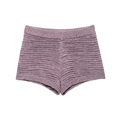 Pantaloncini in maglia lavanda da donna con trama a coste e vita alta elastica per il tempo libero - S / Pantaloncini rosa