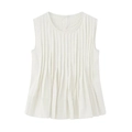 Witte mouwloze plissé top voor dames met een minimalistische A-lijn en ronde halslijn - XS / Wit