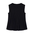Mouwloze zwarte geplooide top voor dames met ronde hals en een elegante pasvorm - XS / Zwart