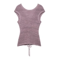 Top in maglia a coste rosa antico per donna con coulisse regolabile sull'orlo centrale - S / Top Rosa