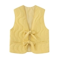 Gilet trapuntato senza maniche giallo tenue per bambine con fiocchi decorativi frontali - S / Giallo