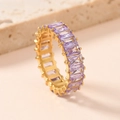 Elegant gold-plated eternity ring featuring rectangular purple zircon stones - US 7 / Purple Zirconia